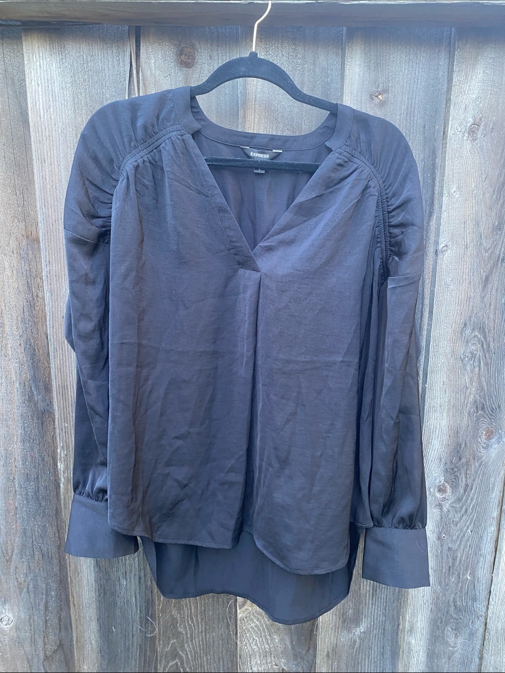 Express Black V-Neck Long-Sleeve Blouse BNWOT